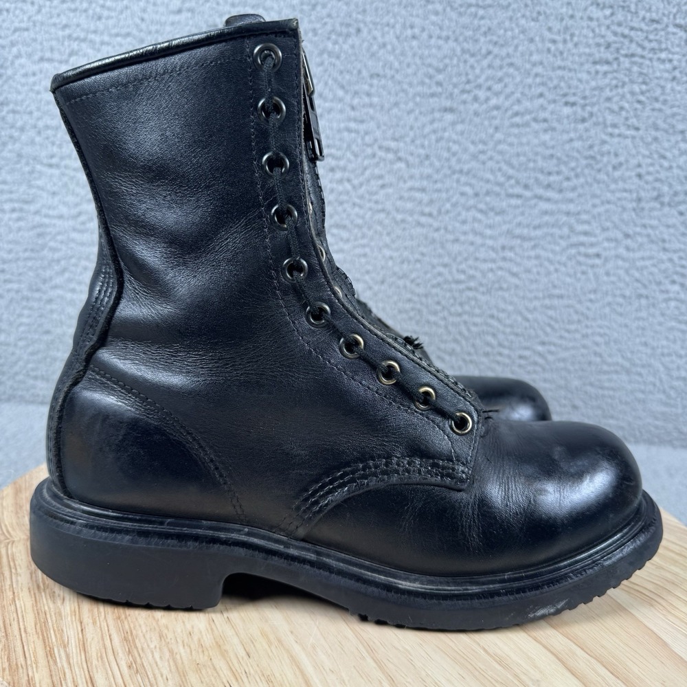 Vtg Red Wing 4473 8" Mens 6 D Black Firefighter Safety Toe Boots Logger Military